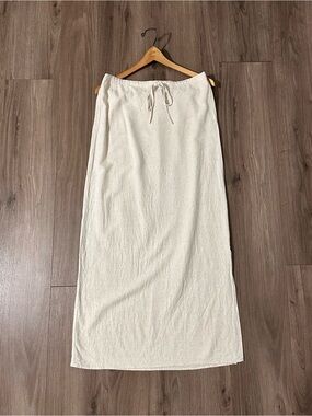 Song of Style Cream Linen Blend Side Slit Maxi Skirt